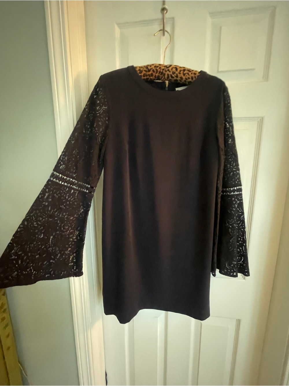 LOFT Navy blue Lace Bell-Sleeve Shift Dress